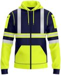 NOROZE Mens Hi-Viz Front zip Hoodie