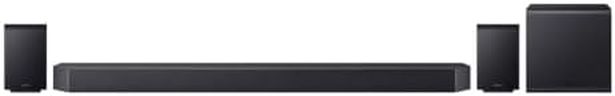 Samsung HW-Q995GF Q-Series 11.1.4-Kanal-Soundbar für Fernseher, Kabelloser 8"-Dual-Subwoofer, 4.0.2-Kanal-Rücklautsprecher, Kabelloses Dolby Atmos und DTS:X, SpaceFit Sound Pro, Q-Symphony