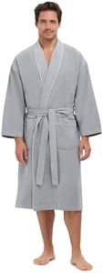 MONARCH Cats Eye Pattern Chamois Microfiber Shawl Hotel Robe - Lightweight Absorbent Soft Spa Bathrobe in Cypress (2XLarge, White)