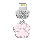 ELISE & FONDA CP554 USB Charging Port Crystal Anti Dust Plug Little Cat Paw Phone Charm for iPhone 13/12/11/ XS MAX/XR/X/8 Plus/7/6S/8/SE iPad iPod (Pink), approx. 1.6 cm (L) x 0.2 cm (W) x 1.5 cm (H), Zinc alloy metal, Rhinestone