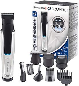 Remington Tondeuse Barbe [Multifonction Cheveux,Visage&Corps] Graphite Series G5 (Lame Graphite, 5 têtes interchangeables + Mini-rasoir, Sabots ajustables 0,5-20mm, Secteur/Sans Fil) Tondeuse PG5000