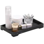 Luxspire Vanity Tray, Toilet Tank Storage Tray, Resin Bathtub Tray Bathroom Tray Marble Pattern Black Tray, Vanity Organizer for Tissues, Candles, Soap, Towel, Plant, etc - Medium Size - Ink