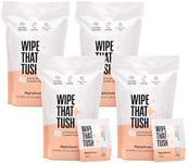 MightyGood. Wipe That Tush On-The-Go Flushable Wet Wipes - 4 Pack, 120 Wipes - Individually Wrapped Extra-Large Wipes with Aloe - Hypoallergenic & Unscented - Septic and Sewer Safe