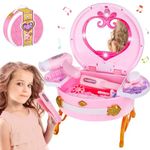 Bettina Portable Princess Vanity With Magic Mirror, Kids Makeup Vanity & Styling Tools, Lights And Sounds, Girls Toys Gifts For 3-12 Year Old Kids Toddler Birthday Gift