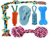 Agirav Tail Dog Toys + Dog Chew Toys + Puppy Teething Toys + Rope Dog Toy + Dog Toys for Small to Medium Dog Toys + Dog Toy Pack + Tug Toy + Dog Toy Set + Washable Cotton Rope for Dogs (Pack of 6)