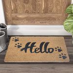 Mats Avenue Coir Door Mat Brown and Black Hello Paws 40x60 CM for Pet Lovers