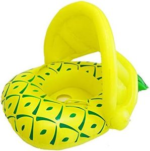 Vindany Salvagente Neonato - Neonato Gonfiabile Giocattoli Galleggianti Baby Float Salvagente con Regolabile Parasole per Bambini (6-36 Mesi) (Yellow Pineapple)