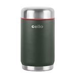 CELLO Duro Tuff Supee Vacuum Insulated Hot and Cold Flask 600 ml Green | Easy to Fill and Clean Wide Mouth, Spill Proof & Rust Proof Double Wall Stainless Steel Soup Thermos Jar for Home Office Travel