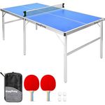 Original Cup EasyPong | Blue Ping Pong Table | 182x91cm | Premium Quality | Easy to Carry | Stable | Ideal for Outdoor & Indoor | 2 Rackets + 4 Balls | Table Tennis | 100% Fun