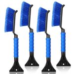 Hushee 4 Pcs 17" Windshield Ice Scraper and Snow Brush with Ergonomic Foam Grip for Cars, Car Snow Scraper and Brush Winter Car Accessories for Car SUV, Truck, Window Windshield