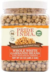 Pride Of India - Indian Whole White Garbanzo Beans 10mm - Protein & Fiber Rich Kabuli Chana, 1.5 Pound Jar