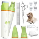 Dog Clippers Grooming Kit Upgraded, unibono Heavy Duty Rechargeable Low Noise Paw Trimmer Quiet IPx7 Electric Home Pet Hair Shaver for Dogs Cats and Other Pets