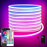 segrass 32.8ft LED neon Lights with Remote APP Control IP65 Waterproof Flexible Neon LED Strip Lights 24V RGB LED neon Rope Lights for Bedroom Room Outdoors Decor