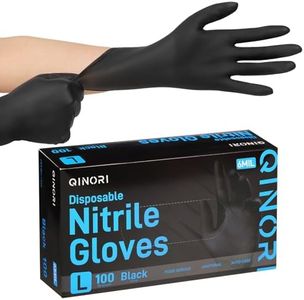 Qinori Nitrile Gloves Disposable 6 Mil Black Heavy Duty Latex & Powder Free for Cooking/Food Handling/Cleaning/Tattoo/Hair Dye/Barber/Industrial(XL-1000)