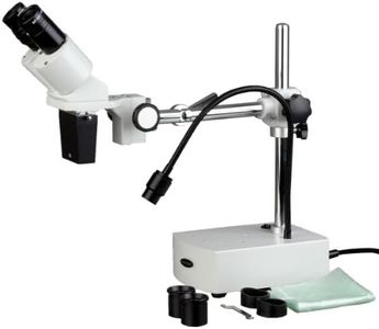 AmScope SE400-Z Professional Binocular Stereo Microscope, WF10x and WF20x Eyepieces, 10X and 20X Magnification, 1X Objective, LED Lighting, Boom-Arm Stand, 110V-120V