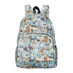 ECO CHIC Lightweight Foldable Water Resistant Backpack Rucksack Folds into Pouch for Storage (Dogs Teal)