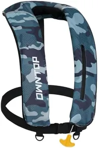 Owntop Inflatable Swim Vest for Adults, Lightweight Manual Swim Jacket with 24g CO2 Cartridge, Soft Padded Neckline for Kayak, Fishing, Paddle Sports, Camo Blue