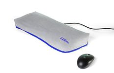 Computer Dust Solutions Keyboard Dust Cover, Covers Large Size PC Keyboards, Silky Smooth Antistatic Vinyl, Translucent Coconut Cream Color with Blue Trim, (20W x2H x9D)