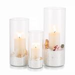 Glasseam Glass Cylinder Hurricane Candle Holder Set of 3, Pillar Candle Holders for Table Centerpiece, Assorted Clear Cylinder Vase, Modern Glass Vases for Centerpieces for Wedding, 4''+ 6''+ 7.8''