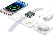 3 in 1 Foldable Wireless Charger, Wireless Charging Station for iPhone 15/14/13/12/11 Pro Max/X/XS, Fast Magnetic Travel Wireless Charging Pad for AirPods 3/2/Pro Apple Watch