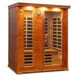 COSTWAY 3 Person Infrared Sauna, Canadian Hemlock & Red Cedar Wood Far Infrared Sauna Room with 10 Carbon Heaters, Speakers, Reading Light, Indoor Personal Spa for Home Gym Relaxation
