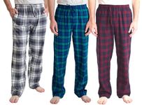 GIVEITPRO- 3 Saver Pack-100% Cotton Flannel Pajama Pant Bottoms-Yarn-dye Woven (X-Large, Combo A. (Grey, Blue, Red))