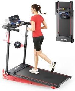 Toputure 6 in 1 Folding Treadmill with Retractable Handrail, 1%-5%-10% Incline Walking Pad Treadmills for Home, 1-12KM/H Foldable Treadmill with Table, Cup Holder, App, Magnetic Remote & LED Display