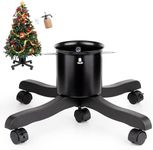 GuuG Live Christmas Tree Stand : Real Christmas Tree Stand Base With Wheels Movable Adjustable up to 6.5ft Hold 0.53gal Water Reservoir Goodjob Black
