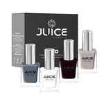 JUICE One Coat Glossy Finish Nail Paint Combo Gravel Gray - 27, Frost White - 30, Brown Seeds - 36, Sunset Dust - 55 Long Lasting 11Ml Each Pack Of 4