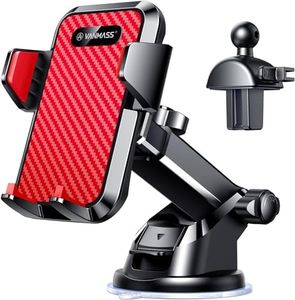 VANMASS 【2023 Strongest & Military-Grade】 Car Phone Mount 【Patent & Safety】 Ultimate Cell Phone Holder Best Handsfree Stand for Dash Windshield Vent for iPhone 15 Pro Max 14 13 Android & Truck, Red