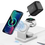 eller santé® Combo 3in1 23W Magnetic Mag-Safe Wireless Charger with 30W Fast Charger Adapter for iPhone 16/16 Plus/16 Pro/16 Pro Max, iPhone 15/15 Plus/15 Pro/15 Pro Max, iPhone 14/13/12 Series- WH