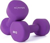 Dumbbells Set Weights by KG Physio - Neoprene-Coated Dumbbells, Sweat-Resistant Dumbellsweights Set with Anti-Roll Technology, Dumbbell Set with Exercise Poster, 1-10kg Dumbbells Pair