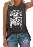 SUNFLYLIG Have A Willie Nice Day Tank Tops Funny Country Music Graphic Sleeveless T Shirts Womens Summer Casual Tank Tee, Grey, Large