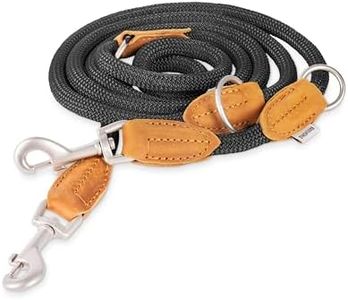 Rudelkönig Guinzaglio per Cani Emma 2,30 metri in nero - Guinzaglio addestramento per cani regolabile e Robusta - Guinzaglio per Cani taglia grande in Pelle di Alta Qualità