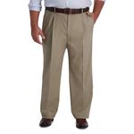 Haggar Men's Iron Free Premium Khaki Classic Fit Pleat Front Pant-Regular and Big & Tall Sizes, Med. Khaki - Bt, 48W x 29L