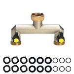 Brass Garden Outside Tap Splitter 2 Way Hose Manifold,3/4" Tap Adapter Hose Pipe Tap Splitter Outdoor,Twin Tap Connector,Faucet Splitter,Hose Bib Splitter,Dual tap Connection 2 ports with On/Off Valve
