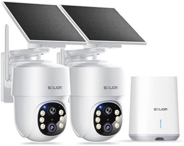 SOLIOM- 5MP Security Cameras Wireless Outdoor, No Subscription,2-Cam Pack, Solar Powered Home Security Camera with 360° Auto Tracking, Pan & Tilt, 3K Color Night Vision,5G & 2.4G Router Compatible