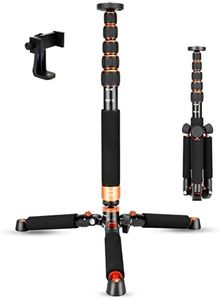 Koolehaoda Camera Aluminum Monopod with Metal Tripod Base.6 Sections 46-177cm/18-69inch Adjustable, Leg Diameter Φ28mm,up to 6kg /13lbs