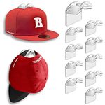 BRATEAYA Baseball Hat Holder for Wall, Adhesive Hat Racks for Baseball Caps, Super Strong Hat Display Hooks, No Drilling Hat Organizer Men Boys Bedroom Accessories, Clear, Pack of 10