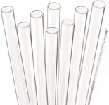 Dakoufish Reusable Smoothie Straws 9 inch Long Wide Mouth Clear Plastic Straight Drinking Straws Set of 8 with Cleaning Brush (Clear, 9 inch)