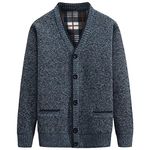 yuyungongsi Men's Cardigans with Buttons Classic Mens Cardigans for Men UK with Pockets Gentleman v Neck Mens Jumper Grey Black Knitted Sweatshirts Jumpers for Men UK Navy Blue M