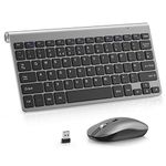 Mini Wireless Keyboard and Mouse, PINKCAT 2.4G Ultra-Thin Keyboard and Ergonomic Silent Mouse Set with 12 Multimedia Shortcuts for Computer, PC, Laptop, Tablet, Desktop, Android Smart TV (Gray)