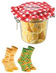 Rainbow Socks - JAR SOCKS Lemons and Pea with Carrot Funny Gift! - Unisex - 2 Pairs - size US 9.5-13