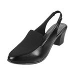 Mochi Women Black Synthetic Leather Block Heel Shoes UK/5 EU/38 (31-287)