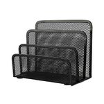 VANRA Small Letter Sorter Desktop File Holder Organizer Metal Mesh with 3 Vertical Upright Compartments (Black)