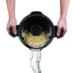 MasterPan 5 QT. Non-Stick Stock N’ Pasta Pot w/Locking Handles and Easy Pour Strainer, 9”