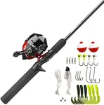 Zebco 404 Spincast Reel and Fishing Rod Combo, 5'6" 2-Piece Durable Fiberglass Rod with EVA Handle, Quickset Anti-Reverse Reel with Built-in Bite Alert, 28-Piece Tackle Pack,Black/Red