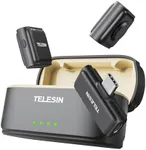 TELESIN° Wireless Lavalier Microphone with Charging Case, one-Click Noise Reduction 48KHz 24Bit 650ft Range 20H Battery for Video Recording Type C Fit iPhone 15 16 Series/Android/PC/Laptop/Camera