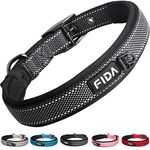 Fida Padded Dog Collar, Metal Belt Buckle Dog Collar with Double-Layer Webbing, Heavy Duty Dog Collar for Medium Dogs, Black