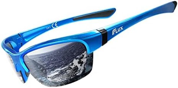 Flux AVENTO Polarized Sports Sunglasses UV400 Protection with Anti-Slip Function and Lightweight Frame - for Men and Women when Driving, Running, Baseball, Golf, Casual Sports and (Blue)